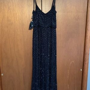 Adrianna Papell Art Deco Beaded Blouson Gown